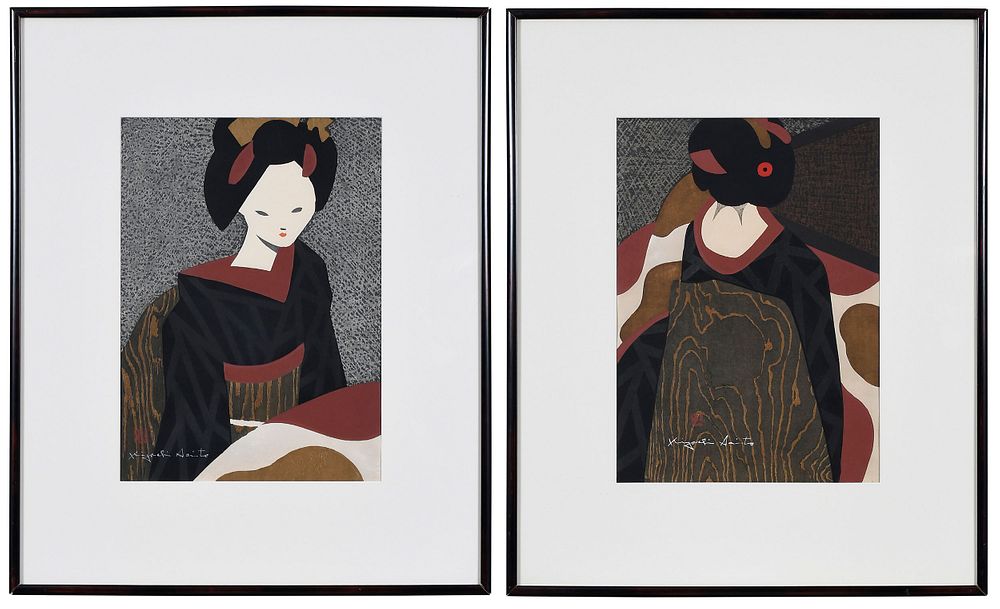 Appraisal: Kiyoshi Saito Japanese - Two woodblock prints Maiko Kyoto signed