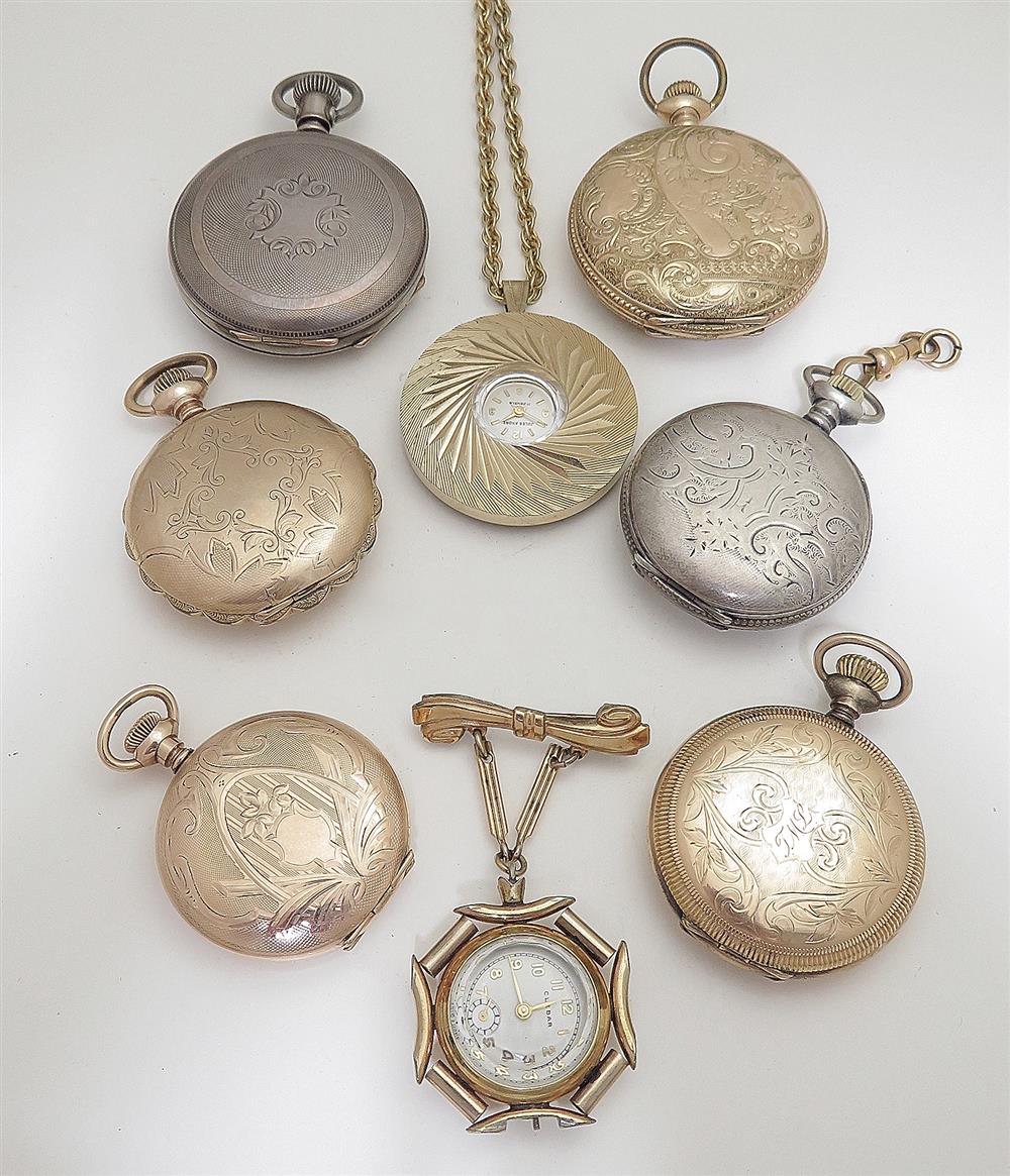 Appraisal: Antique and vintage lady's pocket and pendent watches gold and