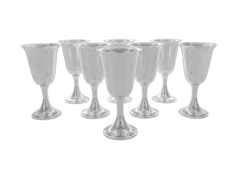 Appraisal: A Set of Eight American Silver Water Goblets A Set