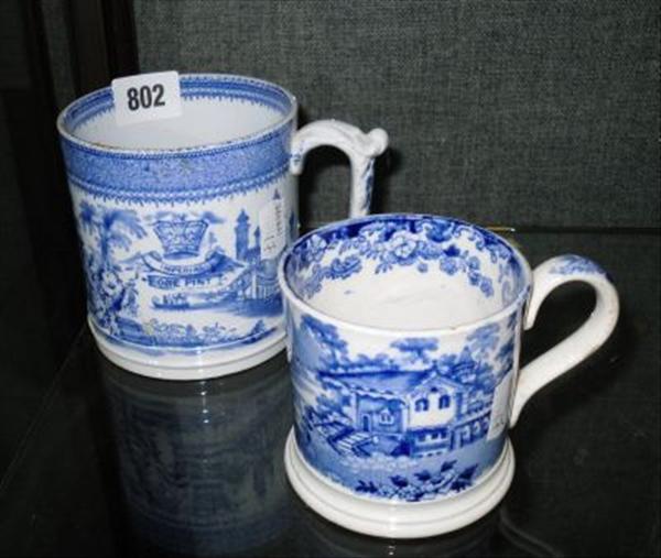 Appraisal: A th century blue and white 'Imperial One Pint' tankard