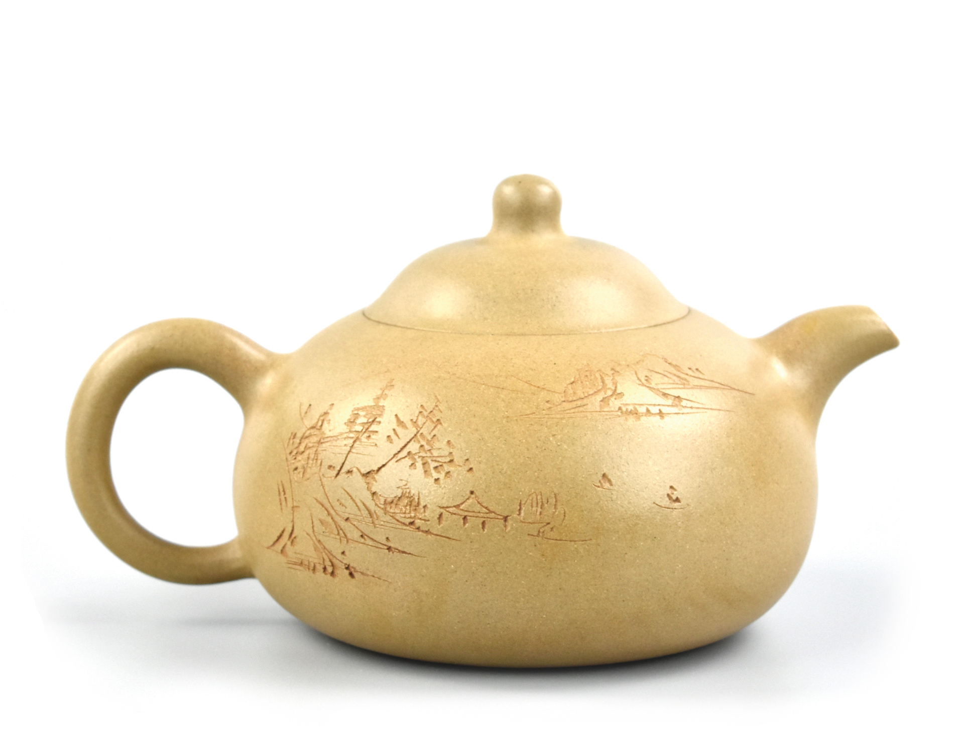 Appraisal: Chinese Qing Dynasty Zisha teapot in brown attached with molded