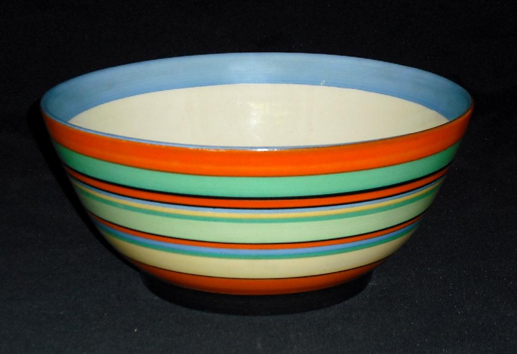 Appraisal: Liberty' circular bowl painted with horizontal bands in shades of