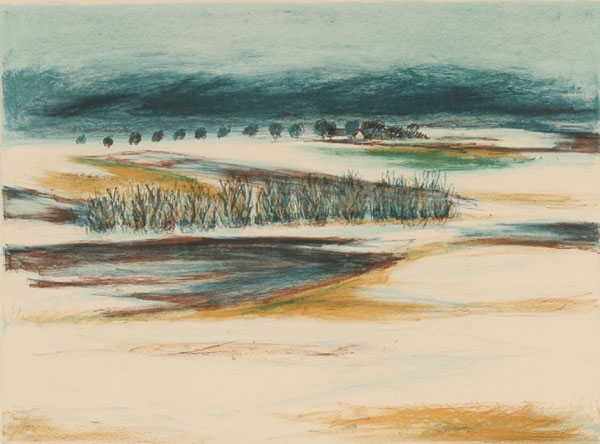 Appraisal: Niels Nielsen - shore landscape lithograph x pencil signed dated