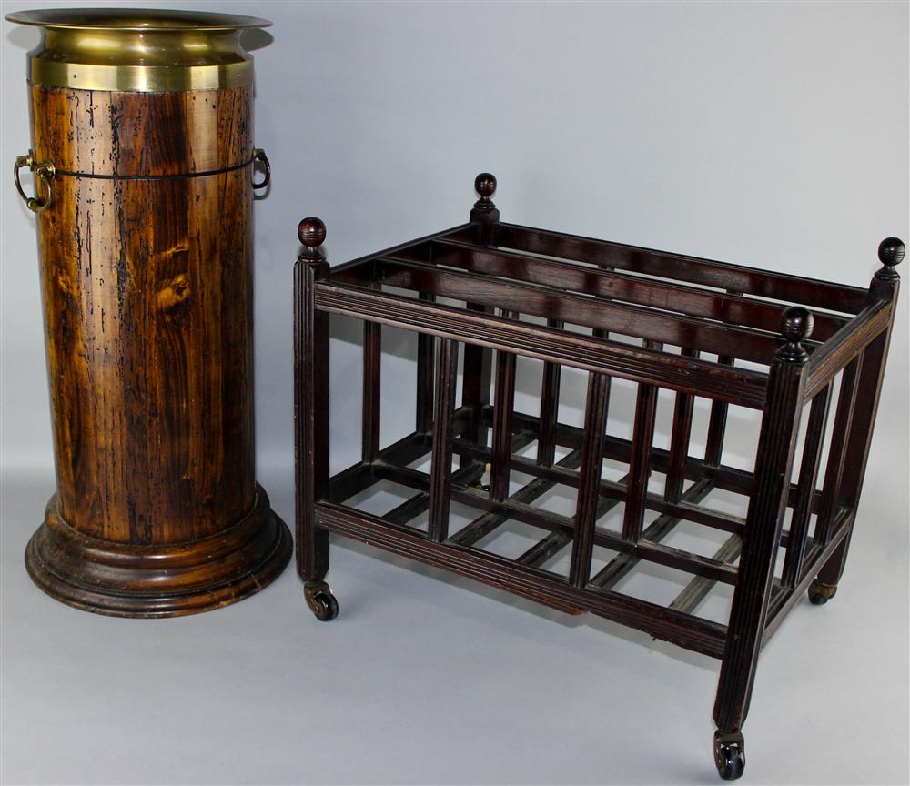 Appraisal: ENGLISH WOOD AND BRASS UMBRELLA STAND TOGETHER WITH A MAHOGANY