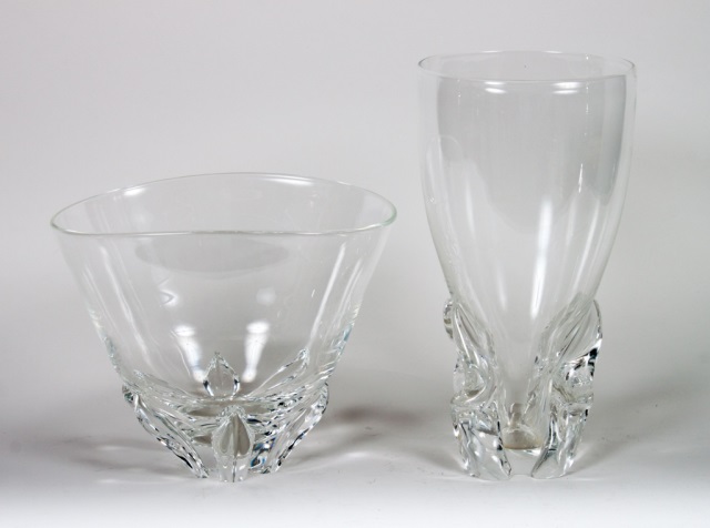 Appraisal: Steuben crystal vase and a fruit bowl vase - designed