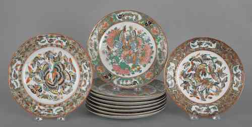 Appraisal: Set of eight Chinese famille rose butterfly plates th c