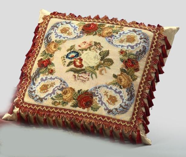 Appraisal: Attractive English Berlin-Work and Floral Needlepoint Panel late th century