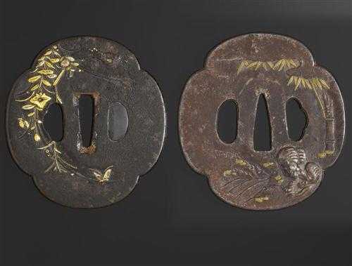 Appraisal: TWO TSUBA Japan Edo period Iron with gild and silver