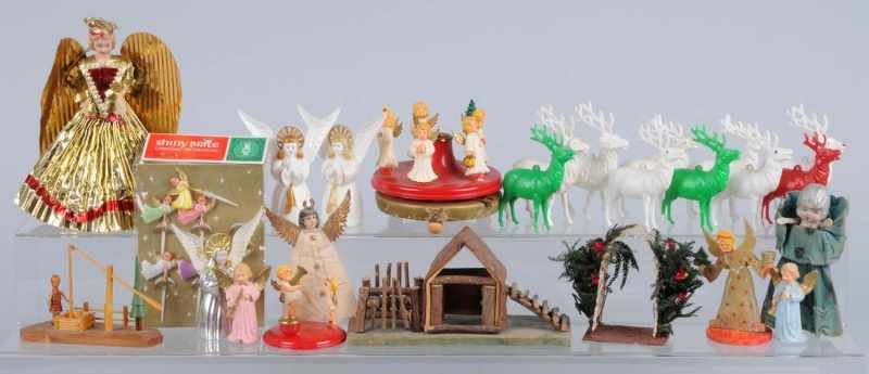 Appraisal: Lot of Plastic Wood Christmas Decorations Description Includes three angel