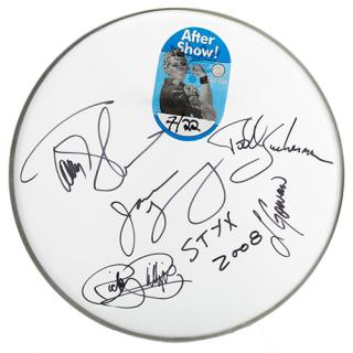 Appraisal: Styx Autographed Drum Head From the tour a drum-head diam