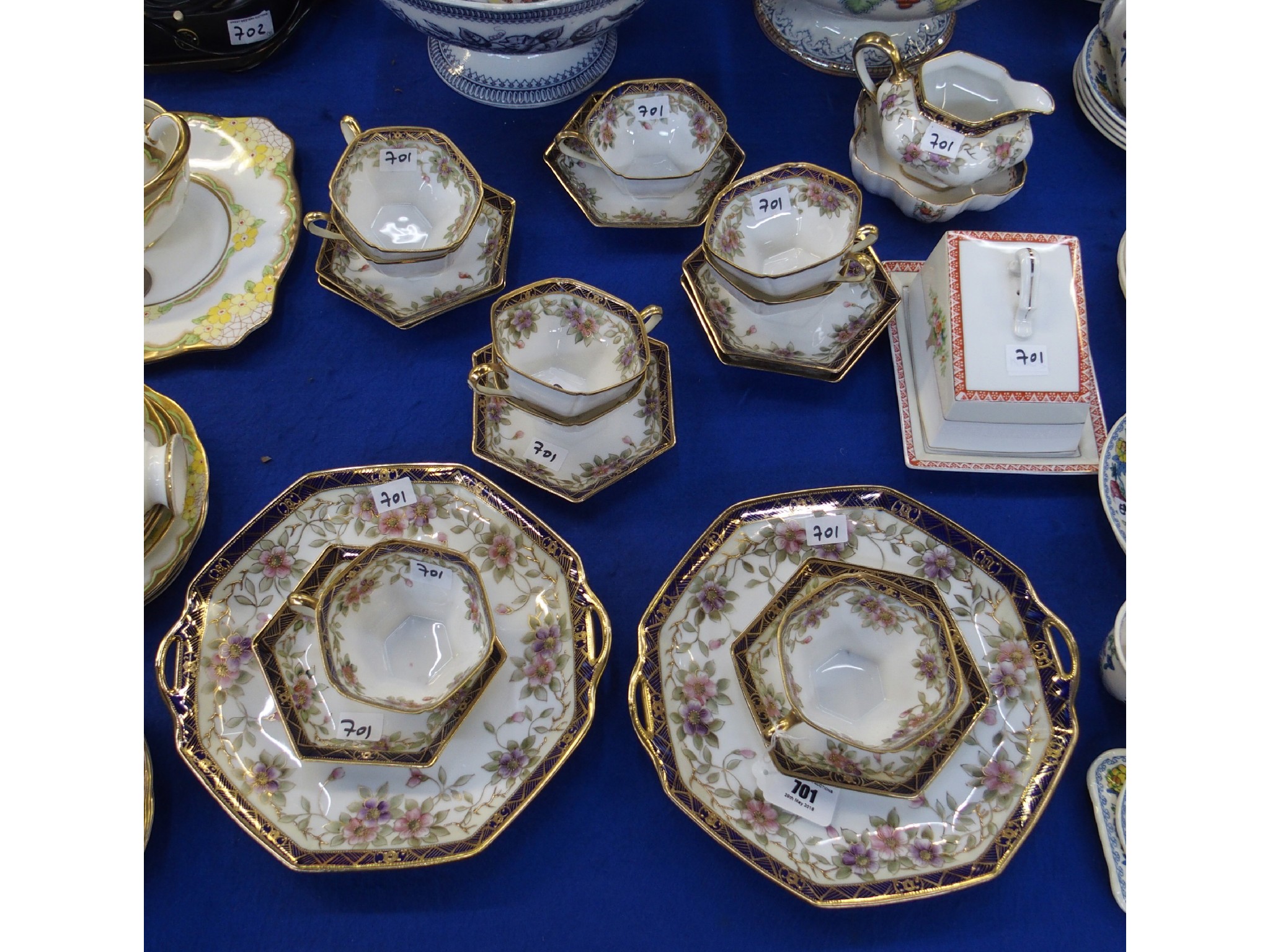 Appraisal: Noritake teaset with nine hexagonal cups eight saucers jug and