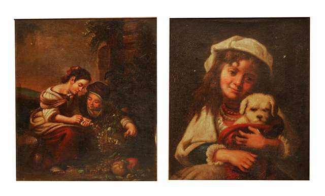 Appraisal: AFTER MURILLOA pair two girls with fruit and girl with