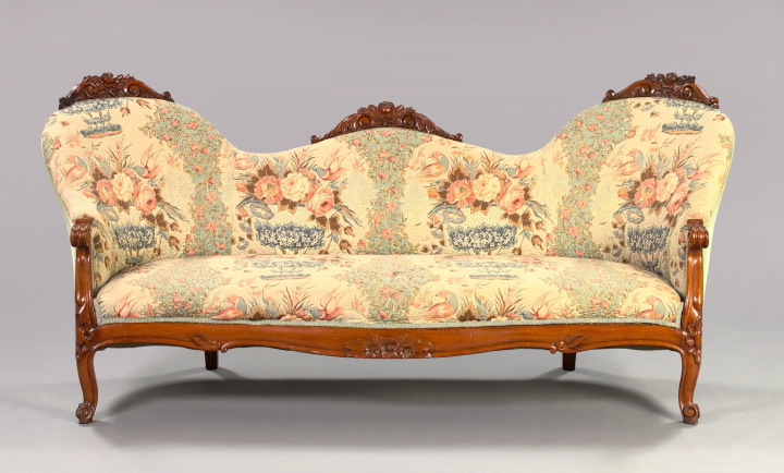 Appraisal: American Rococo Revival Walnut Sofa late th century of double