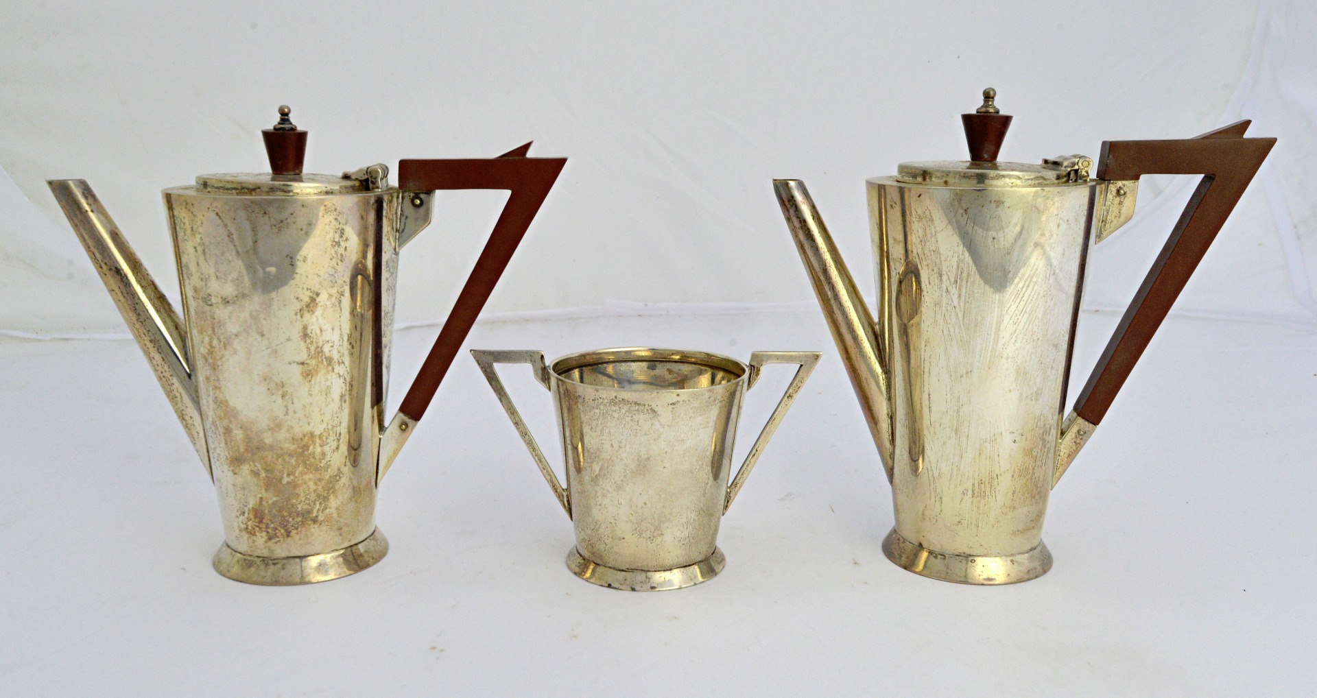 Appraisal: A silver three piece part cafe au lait set comprising