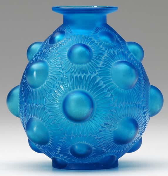 Appraisal: RENE LALIQUE Tournesols vase of electric blue glass c M