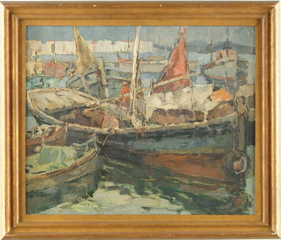 Appraisal: GERALDO F CASTRO th Century BOSTON HARBOR Oil on canvas