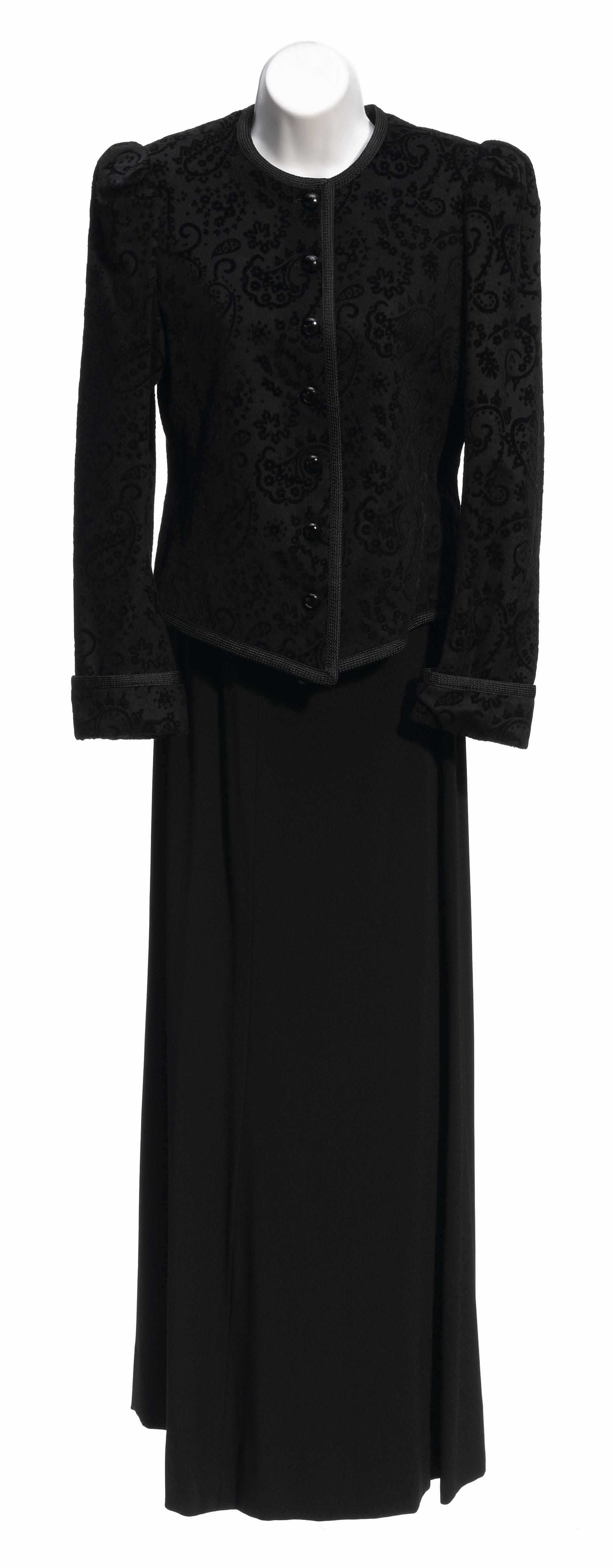 Appraisal: An Yves St Laurent black ribbon trim jacket and a