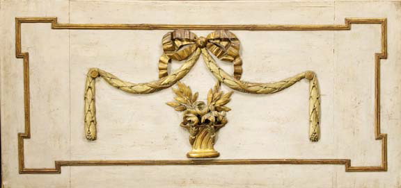 Appraisal: Louis XVI-Style Parcel-Gilt Blanc-de-Trianon Trumeau Panel mid- th century of