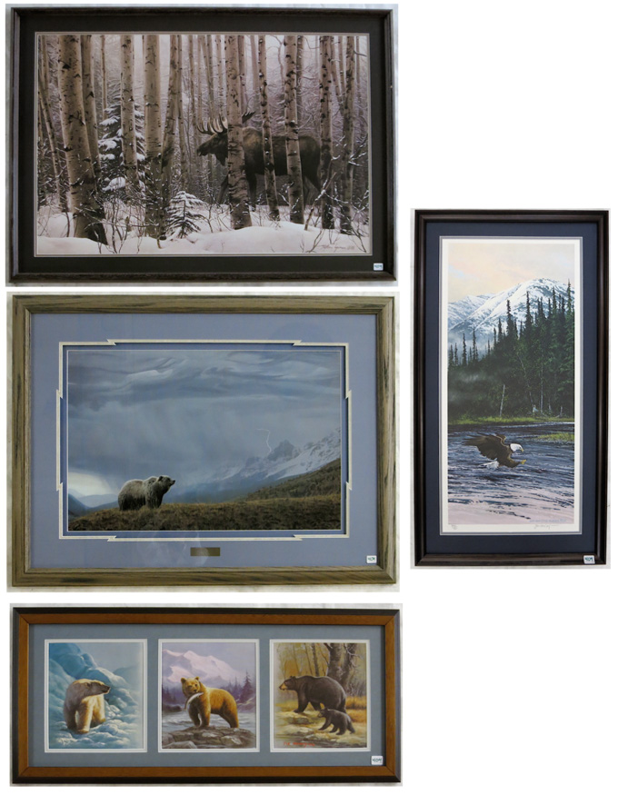 Appraisal: FOUR WILDLIFE PRINTS Stephen Lyman A Walk in the Woods