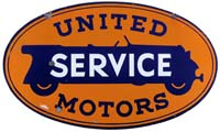 Appraisal: UNITED MOTORS SERVICE PORCELAIN SIGN Oval double-sided sign that hung