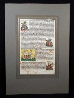 Appraisal: Wohlgemuth INCUNABULA LEAF FROM NUREMBERG CHRONICLE Hand Details This lot