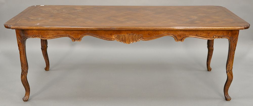 Appraisal: Louis XV style dining table with parquetry inlaid top ht