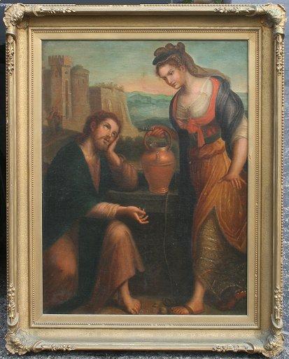 Appraisal: TH C OIL CANVAS OF CHRIST AND THE WOMAN OF