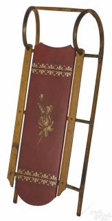 Appraisal: Painted sled late th c retaining its original red surface