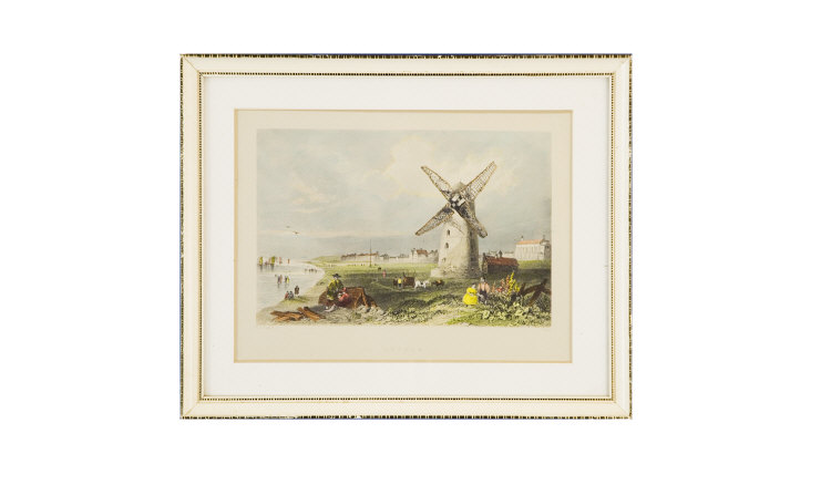 Appraisal: Engraving Windmill th century Lytham Green Framed Measures x inches