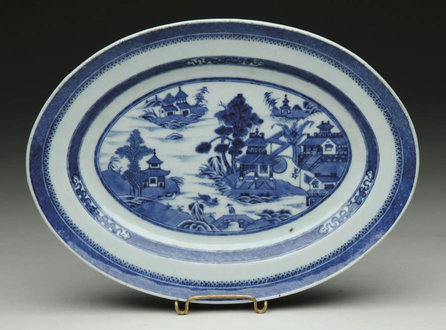 Appraisal: BLUE AND WHITE CANTON PLATTER Late th Century SIZE x