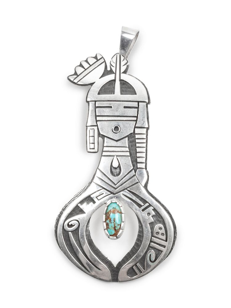 Appraisal: Trinidad Lucas Hopi th Century Silver overlay figural pendant with