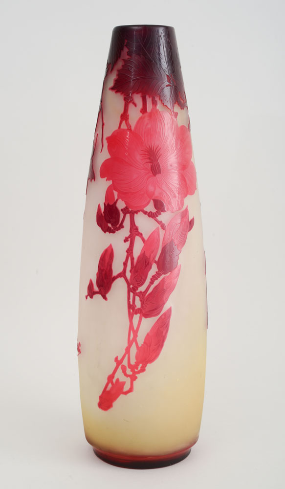 Appraisal: GALL CAMEO CUT GLASS TALL VASE Signed in relief 'Gall