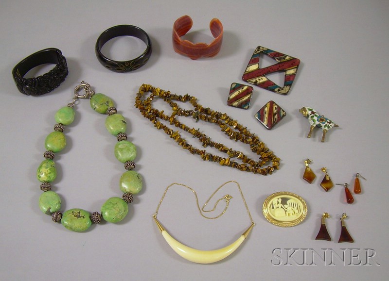 Appraisal: Group of Eclectic and Ethnic Costume Jewelry including Bakelite bracelets