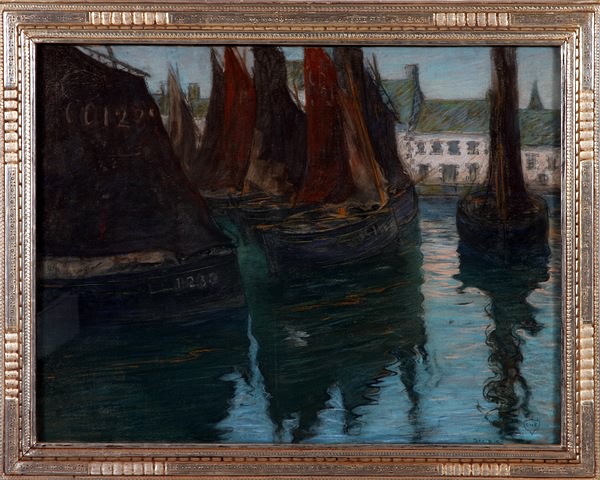 Appraisal: Harbor scene pastel x December complemented by a signed Frederick