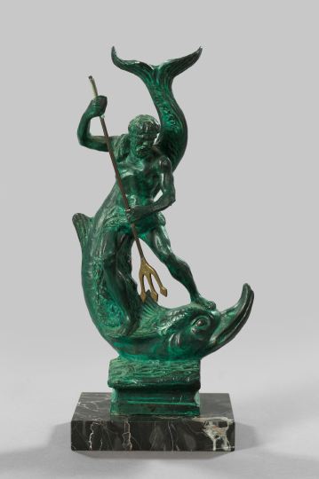 Appraisal: Italian Verdigris-Patinated Brass Figure of Neptune second quarter th century