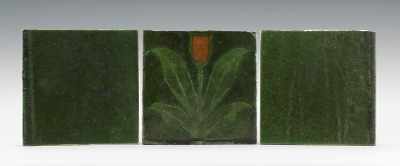 Appraisal: Three Vintage Grueby Glazed Ceramic Tiles Including a Tulip tile