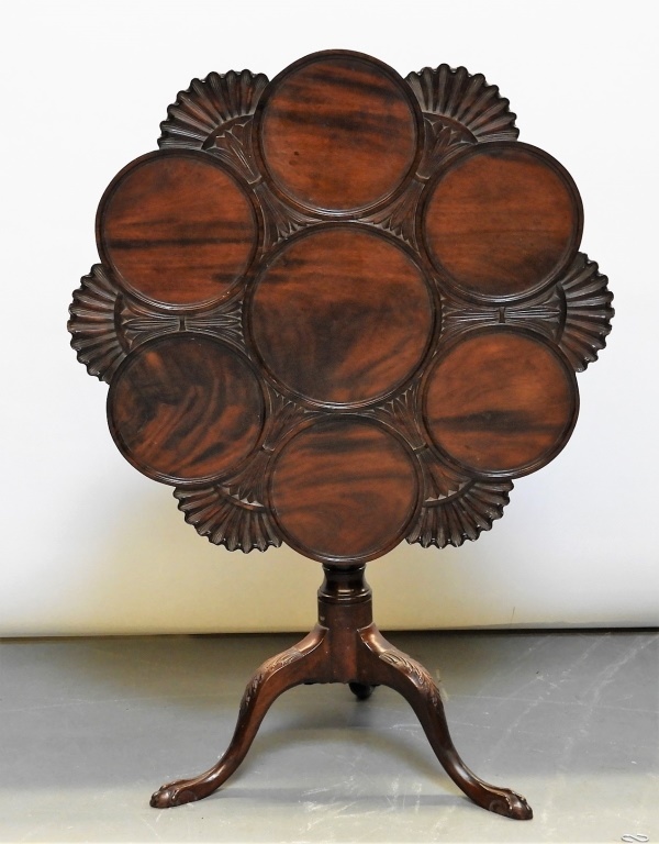 Appraisal: FINE FEDERAL FLAME MAHOGANY ORDERVE TILT TOP TABLE New England