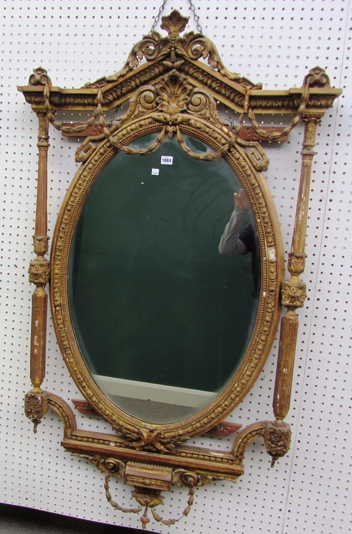 Appraisal: A late th century gilt framed mirror with acanthus mounted