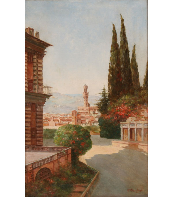 Appraisal: Italian landscape view of Florence with the Uffizi in the