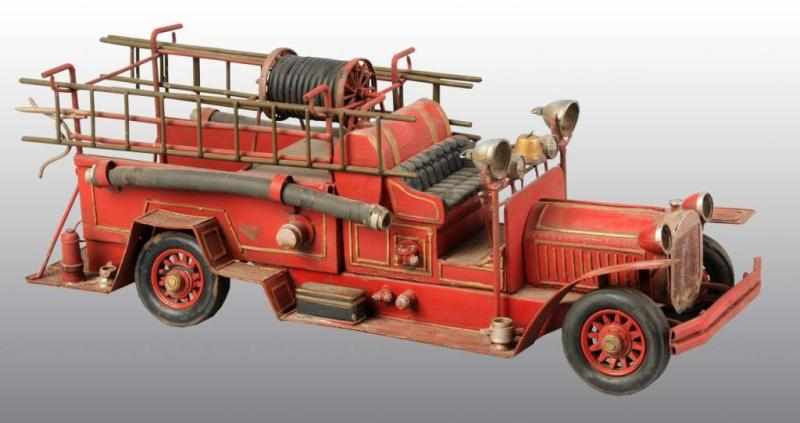 Appraisal: Pressed Steel Scratch-Built Fire Engine Toy Description Contemporary Well-done including