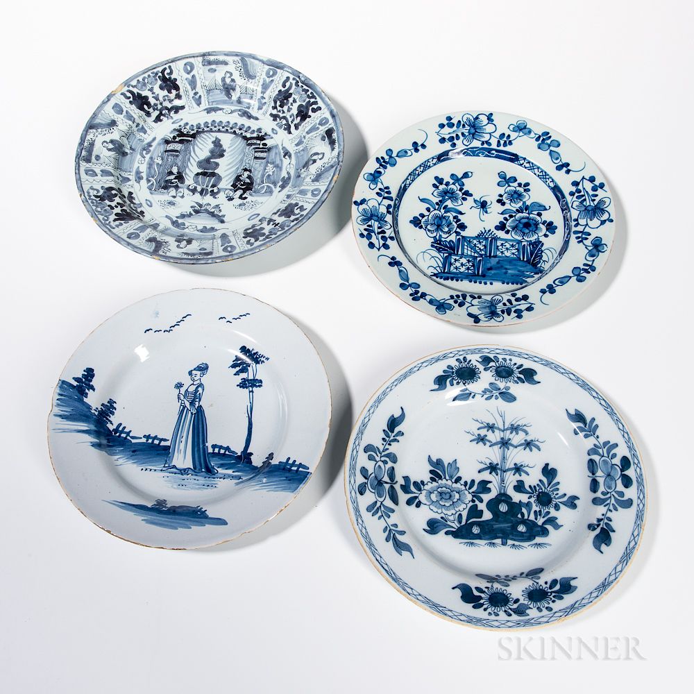 Appraisal: Four Delftware Plates Four Delftware Plates England Holland th century