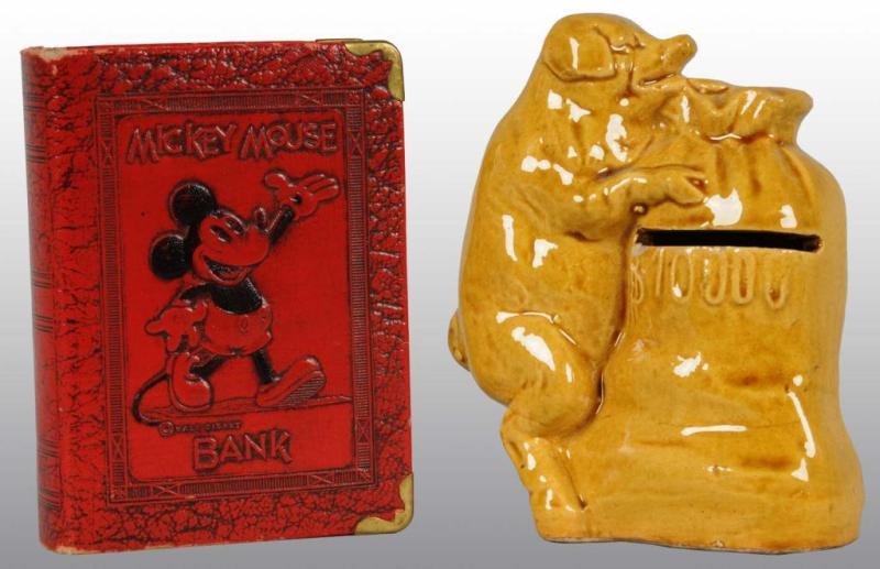 Appraisal: Lot of Still Banks Description Includes one Mickey Mouse book