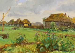 Appraisal: Vasily Borisenkov Oil on Board Landscape oil on board attributed