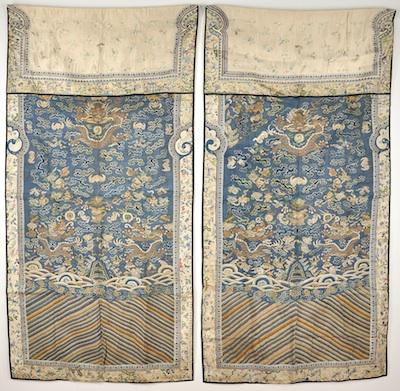 Appraisal: A Pair of Chinese Silk Textiles Oblong shape Field with