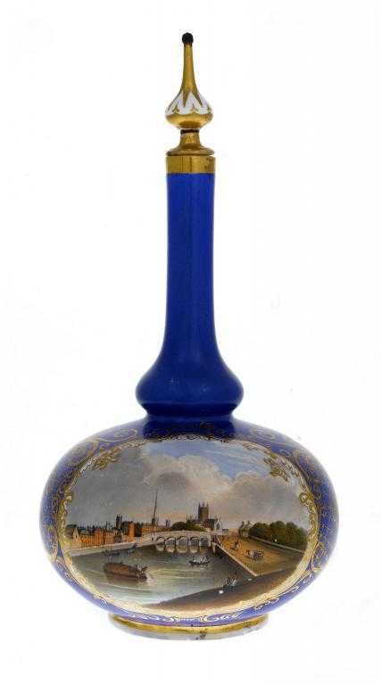 Appraisal: A CHAMBERLAIN WORCESTER BOTTLE SHAPED VASE AND STOPPER printed and