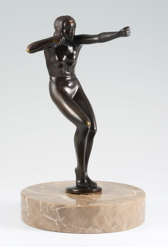 Appraisal: MINIATURE DECO NUDE ARCHER '' h missing bow and arrow