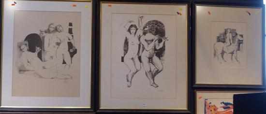 Appraisal: THREE PIO CARLONE WORKS INCLUDING TWO NUDE SKETCHES AND AN