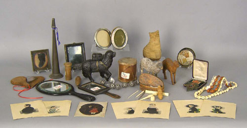 Appraisal: Misc table articles th c to include hand mirrors animal