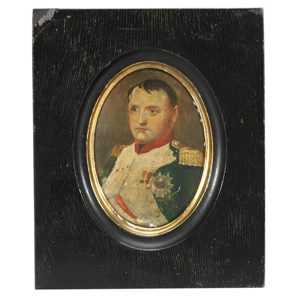 Appraisal: French Oval Portrait Miniature of Napoleon on Enamelled Copper th