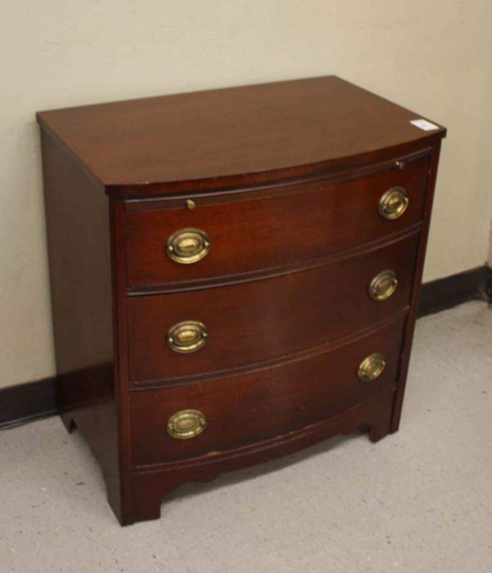 Appraisal: FEDERAL STYLE MAHOGANY BOW-FRONT BACHELOR'S CHEST American mid- th century